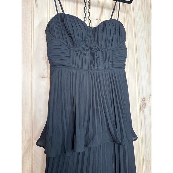 NWT Lulus Cascading Crush Black Tiered Bustier Midi Dress Sweetheart Neck Size M - Picture 4 of 9